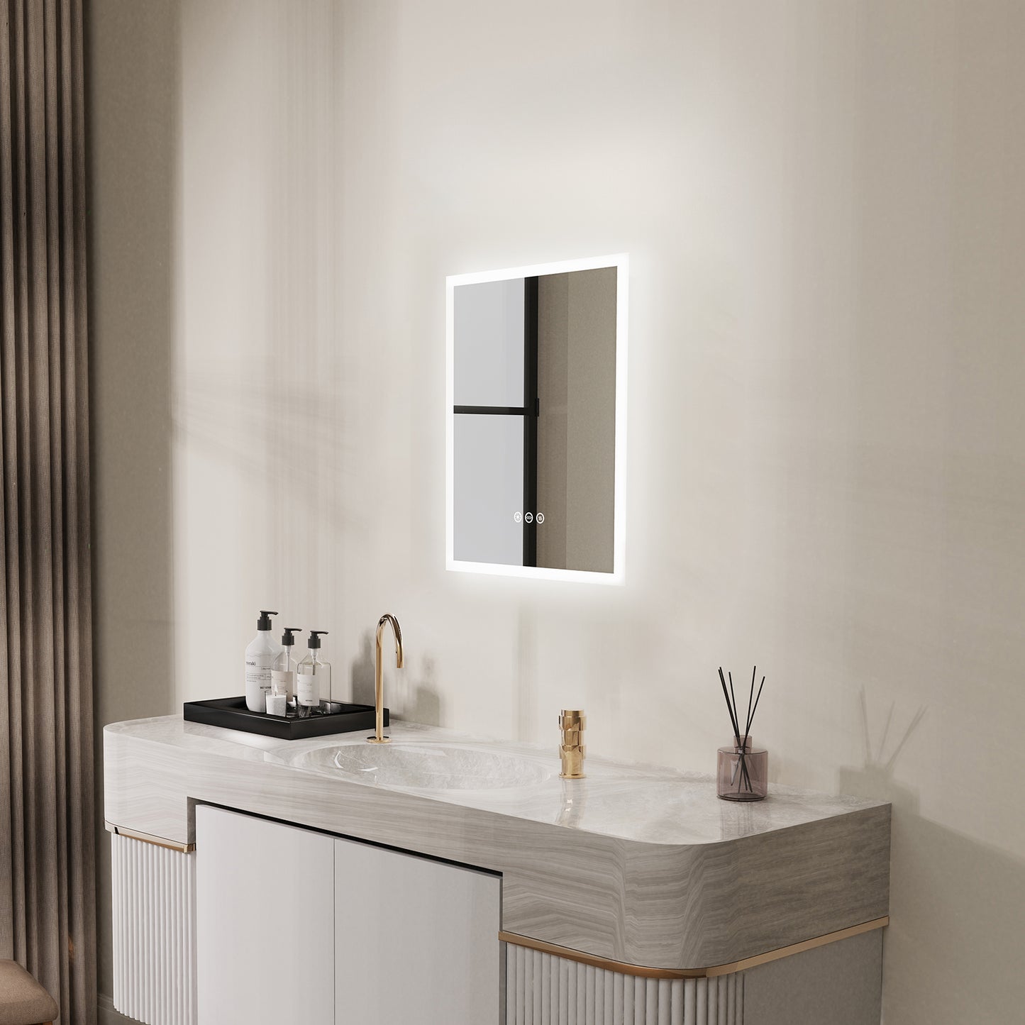 LUVODI 40x50cm Vertical Rectangular Bathroom Mirror with Anti-Fog 3 Lighting Modes Memory Function