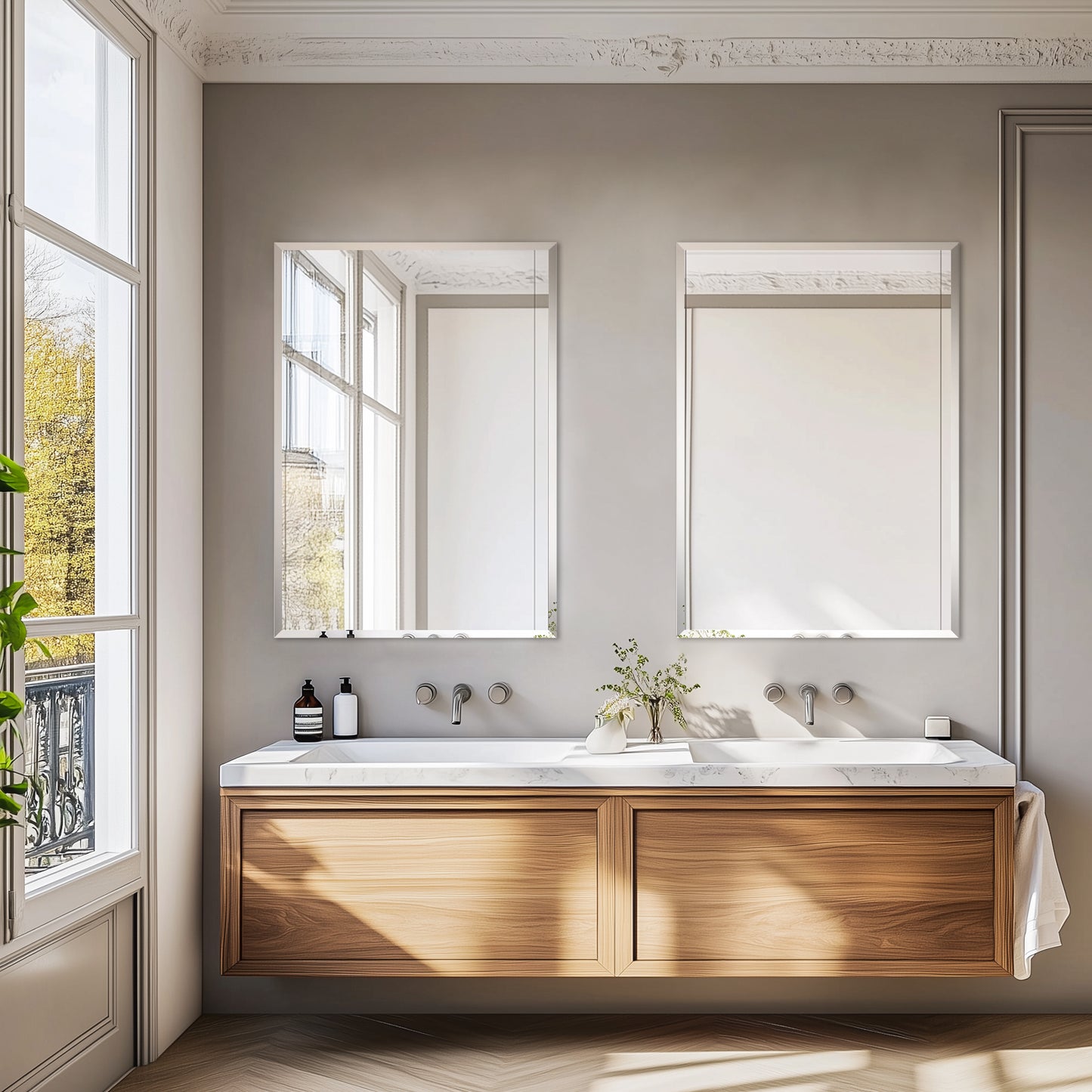 Frameless Rectangular Mirror with Beleved Edge