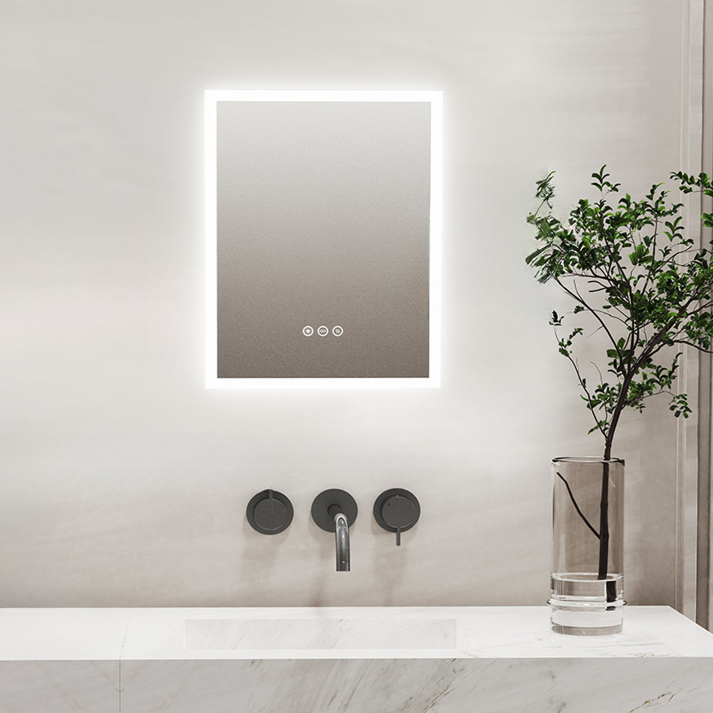 LUVODI 40x50cm Vertical Rectangular Bathroom Mirror with Anti-Fog 3 Lighting Modes Memory Function
