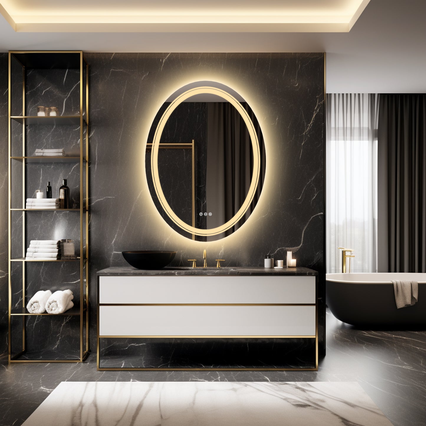 LUVODI Oval LED Bathroom Mirror Backlit + Front Lighted, Defogging
