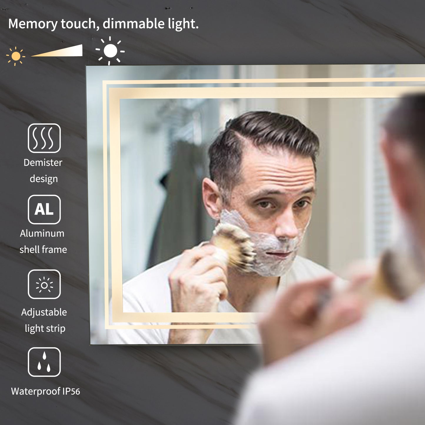 LUVODI Rectangular LED Bathroom Mirror 3 Color Backlit and Front Light Horizontal/Vertical