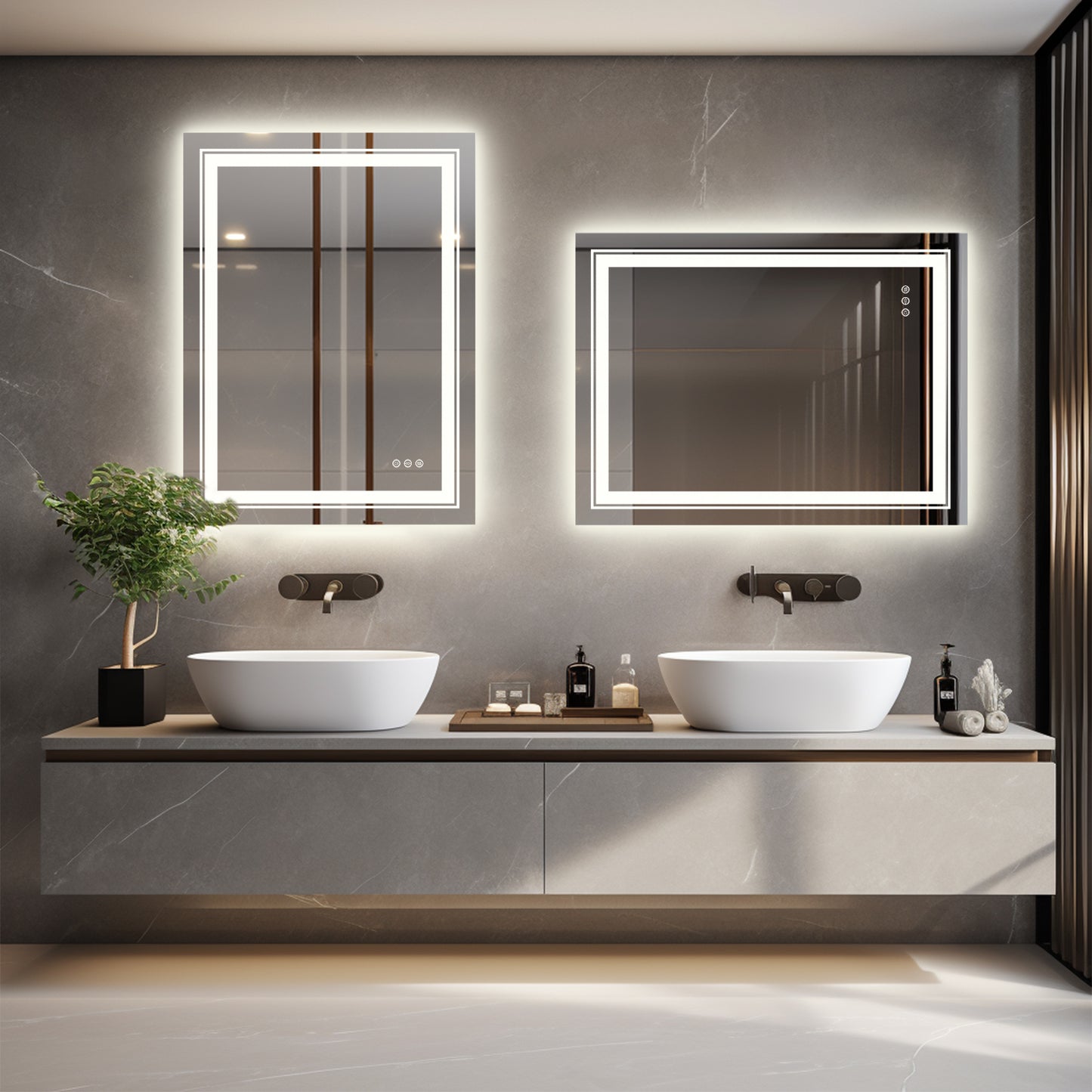 LUVODI Rectangular LED Bathroom Mirror Backlit + Front Lighted, Defogging