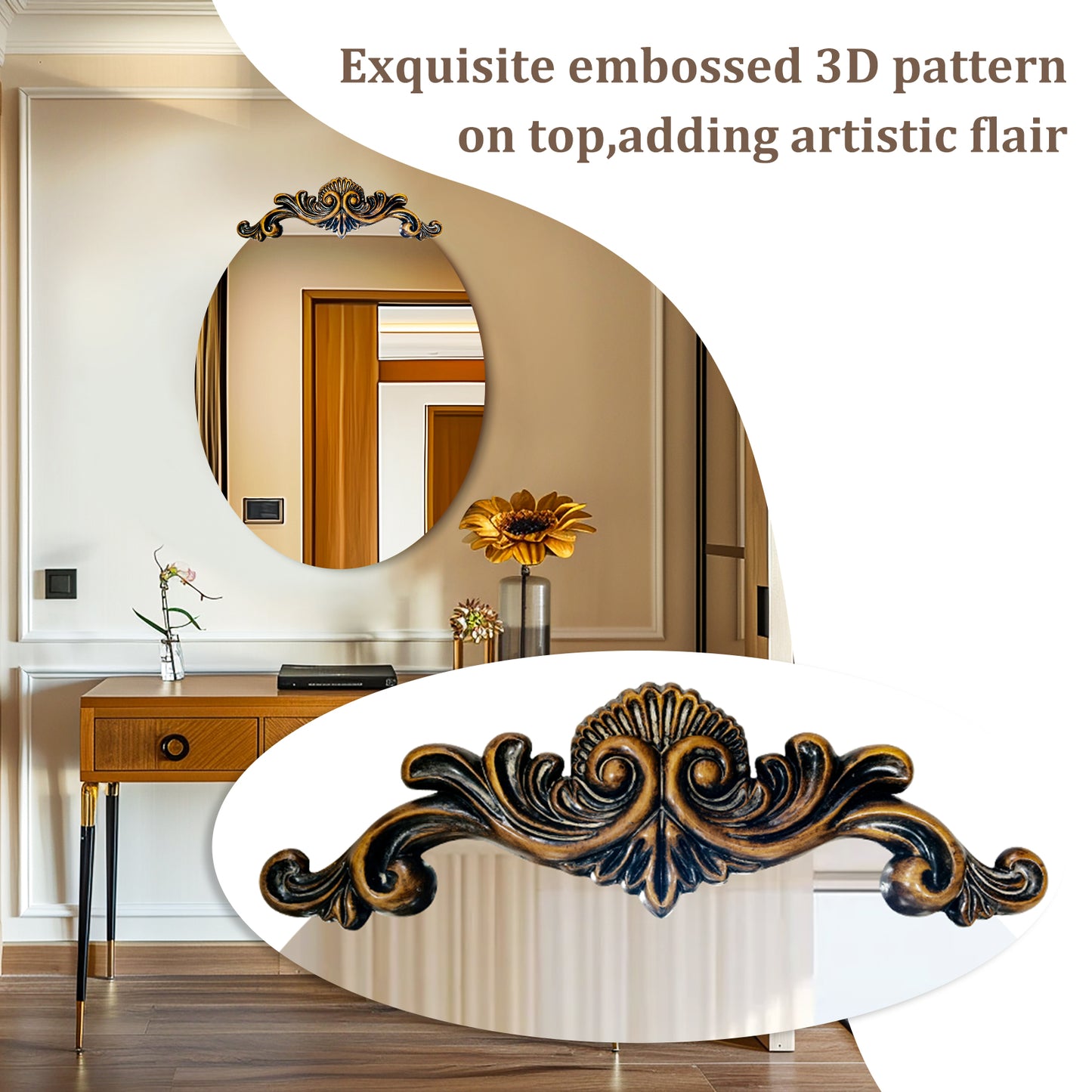 Oval Vintage Baroque Mirror Antique Glam Wall Glass Mirror