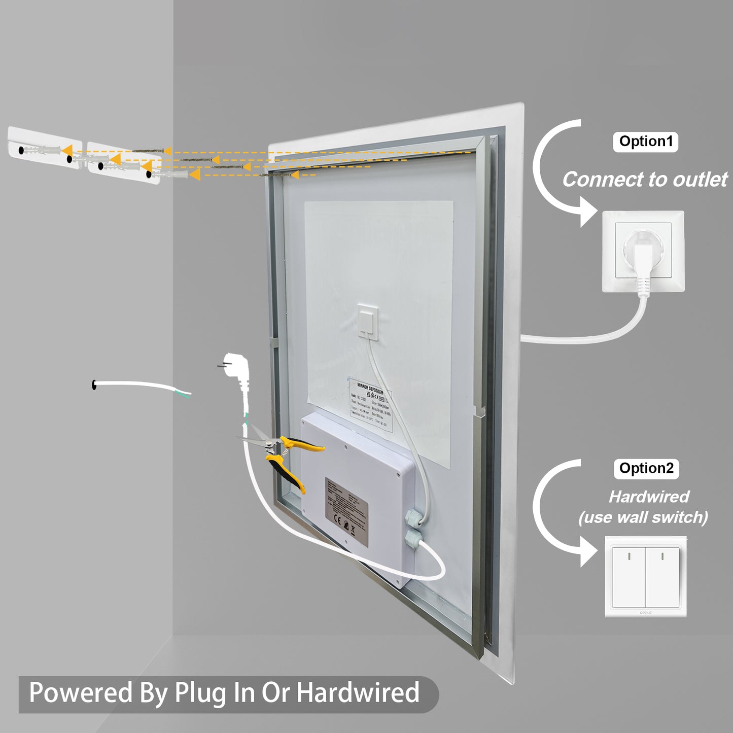 LUVODI Rectangular LED Bathroom Mirror with Lights, 2 Buttons (Glowing Outer Edge)