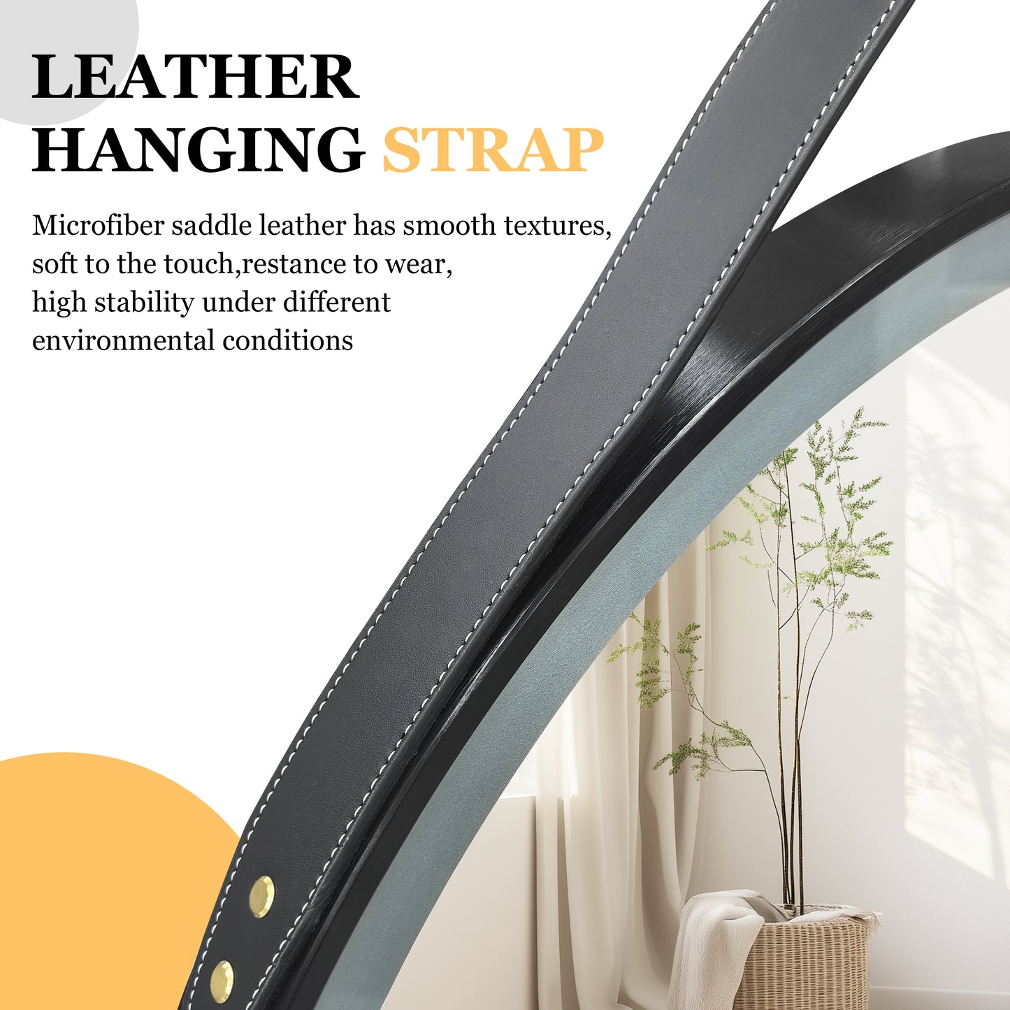 LUVODI Lighted Bathroom Mirror with Strap Round LED Bathroom Mirror
