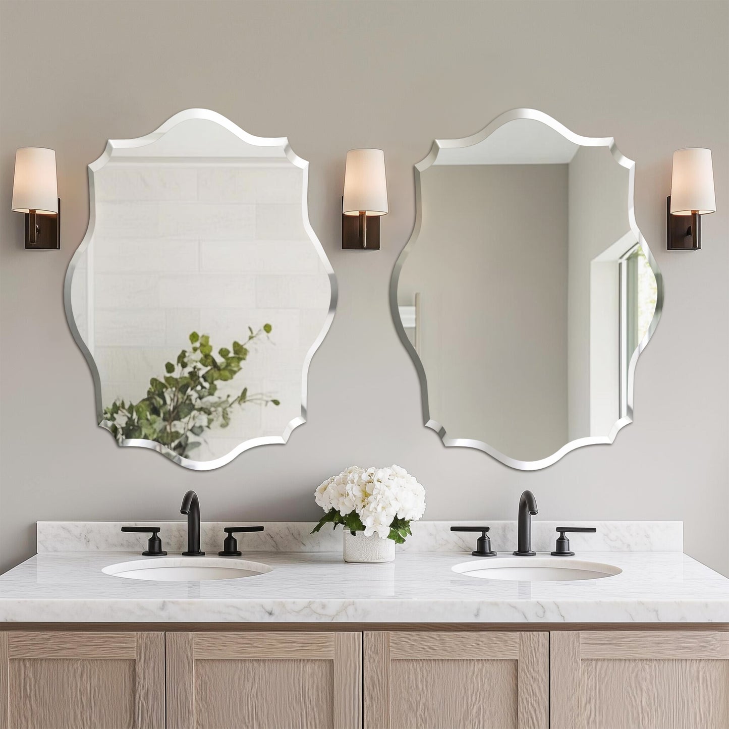 Frameless Irregular Wall Hanging Mirror Silver Glass Mirror Beveled Edge Mirror