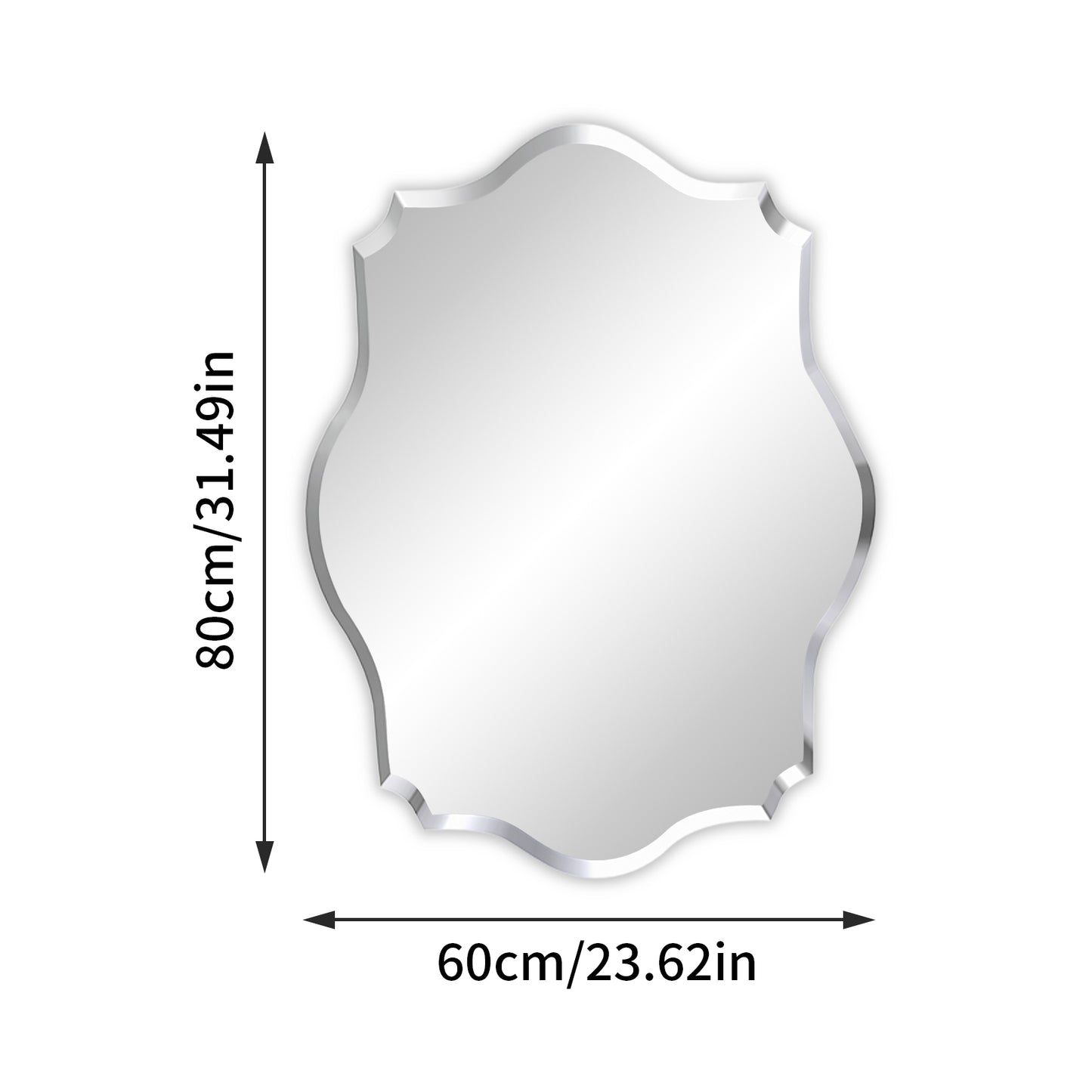 Frameless Irregular Wall Hanging Mirror Silver Glass Mirror Beveled Edge Mirror