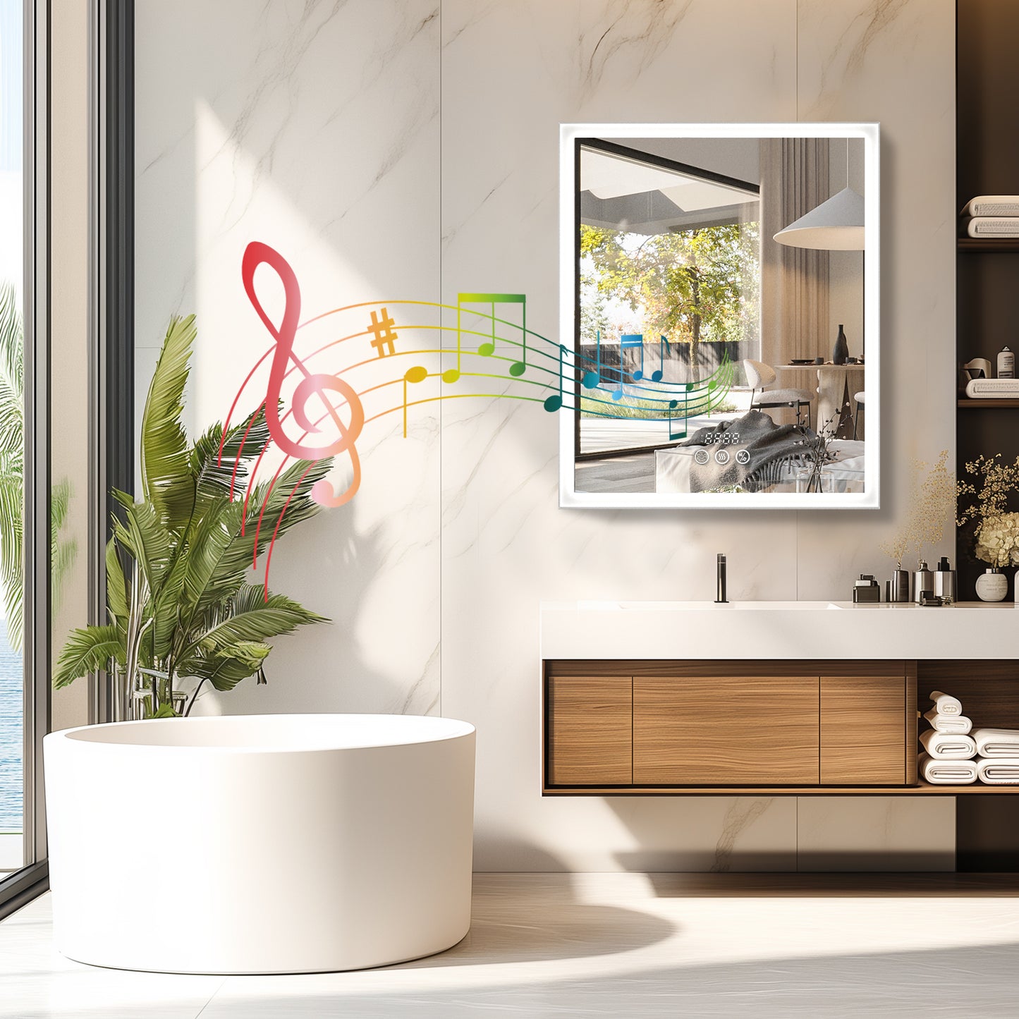 LUVODI LED Bluetooth Bathroom Mirror Cabinet, 500x600mm, 600x700mm, 3 colors, defogging
