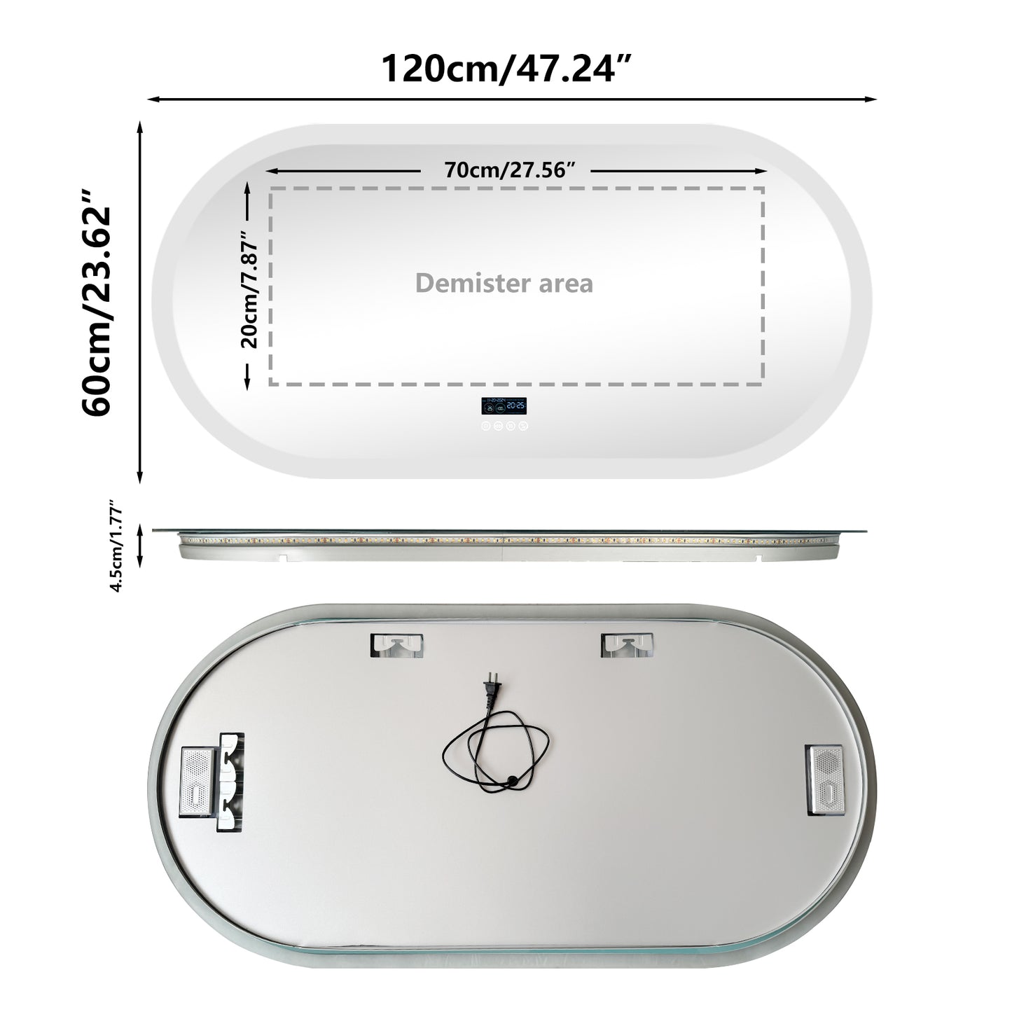 LUVODI Oval Bluetooth Bathroom Mirror 1200*600mm Bluetooth Speaker Bathroom Mirror