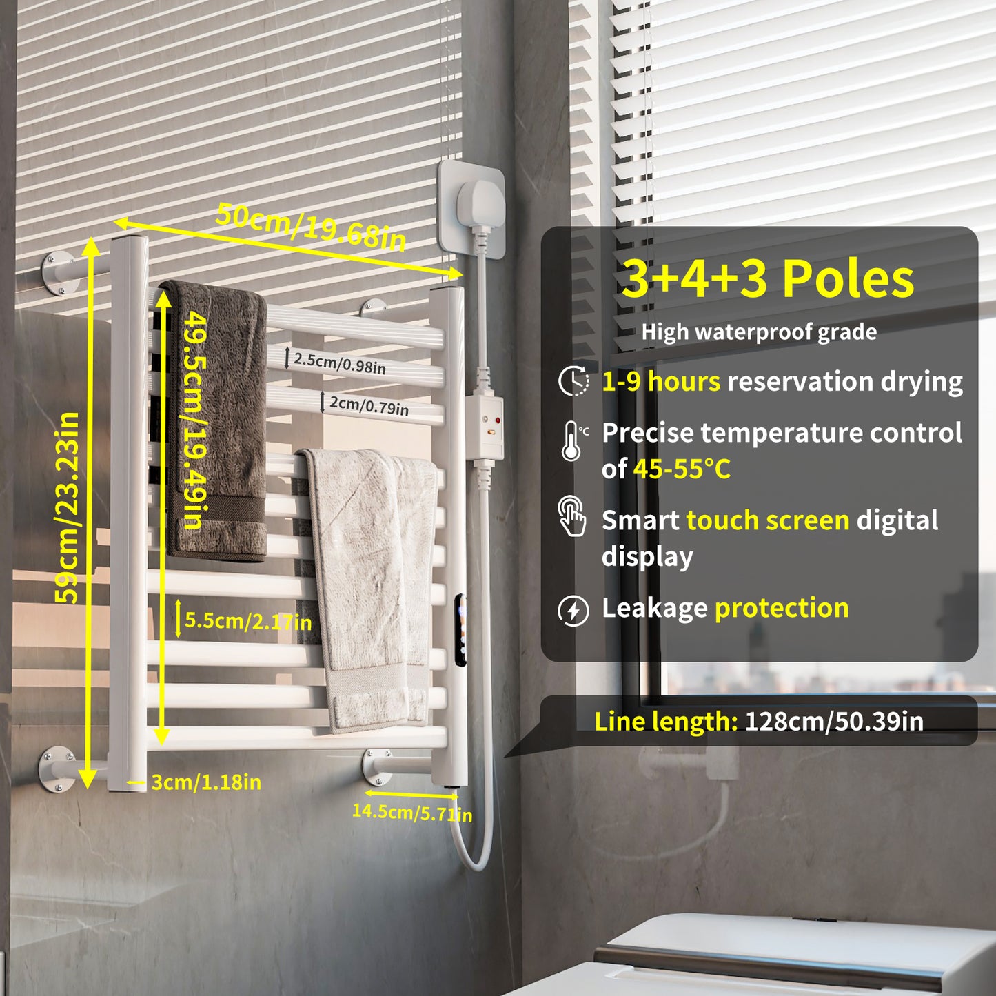 LUVODI Towel Warmer Rack: IP44 Aluminum Alloy Electric Towel Dryer Warmer for Bathroom