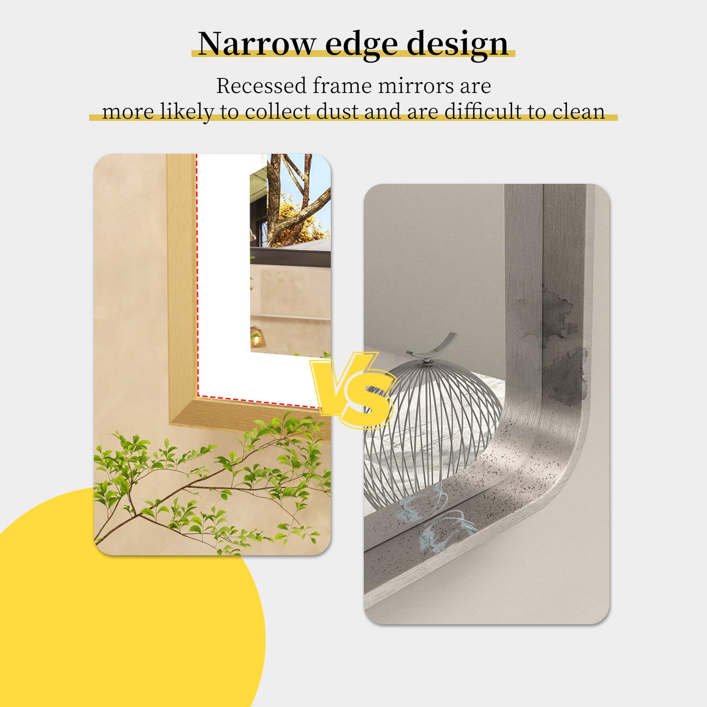 LUVODI Rctangular LED Bathroom Mirror with Gold Aluminum Alloy Narrow Frame Defogging 3 Color