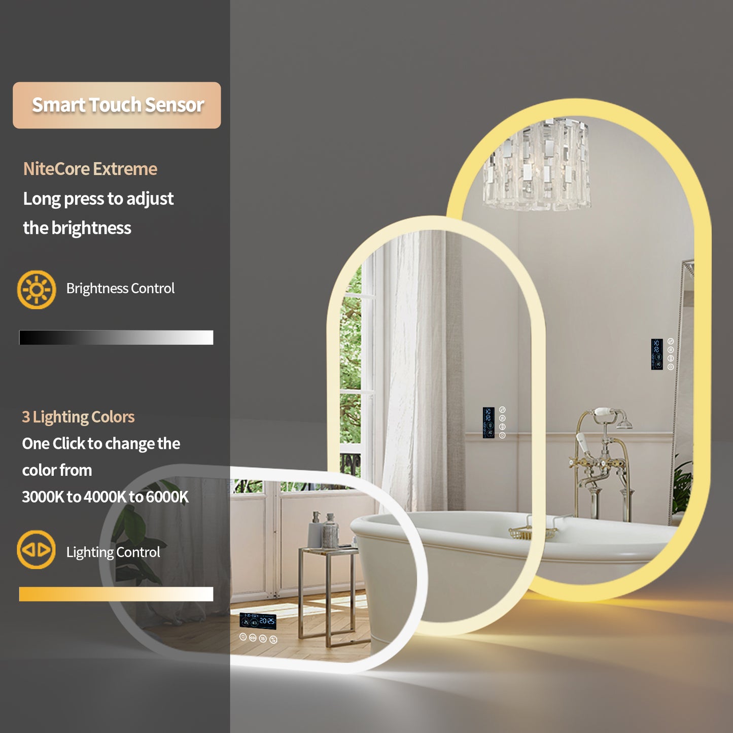 LUVODI Oval Bluetooth Bathroom Mirror 1200*600mm Bluetooth Speaker Bathroom Mirror