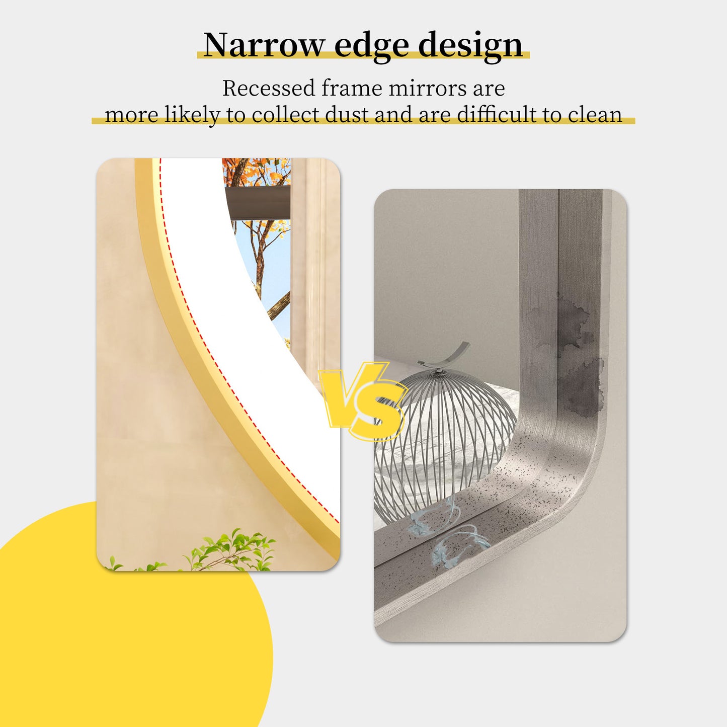 LUVODI Capsule Shape LED Bathroom Mirror with Gold Aluminum Alloy Narrow Frame Defogging 3 Color