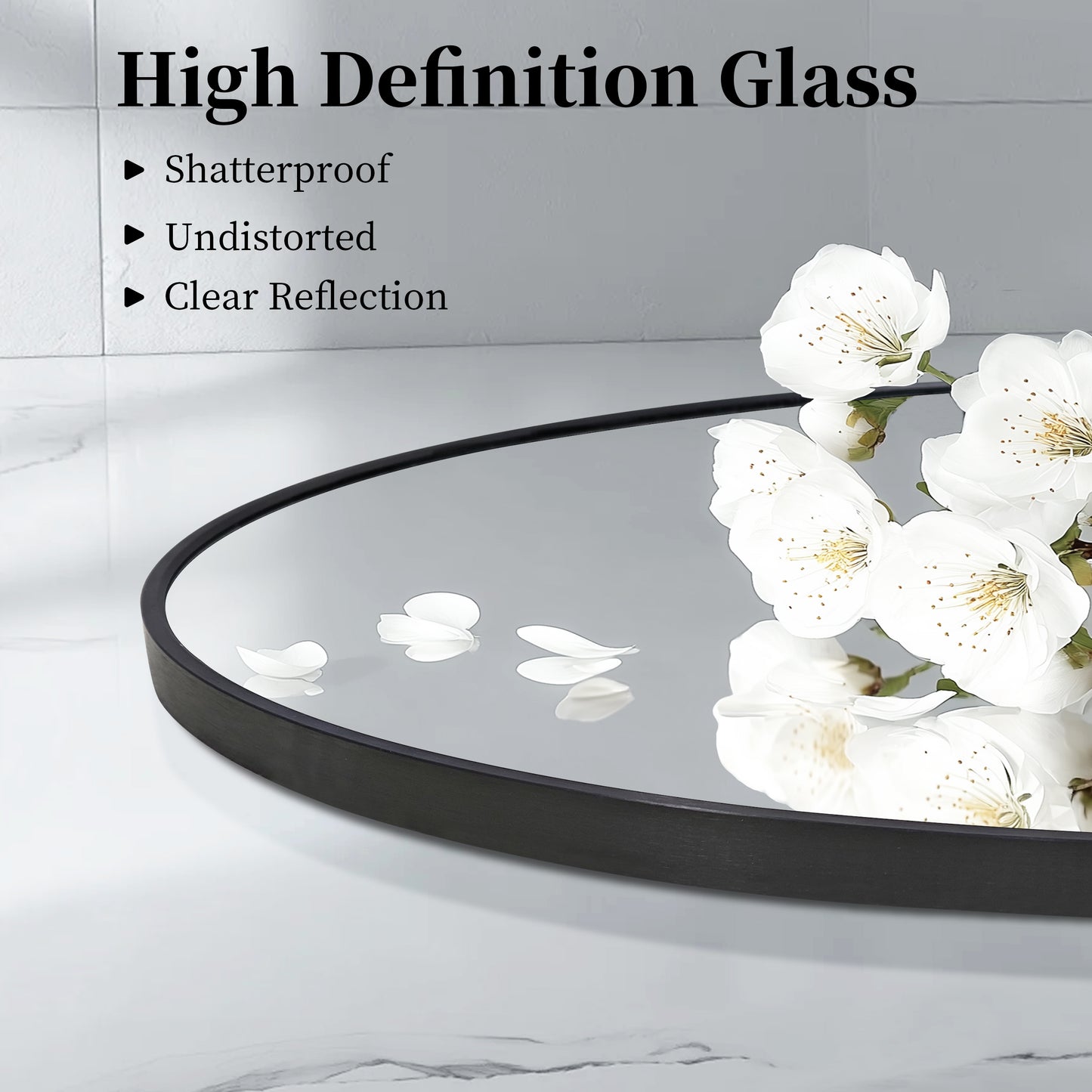 Oval Wall Mirror with Black Frame for Living Room, Bedroom