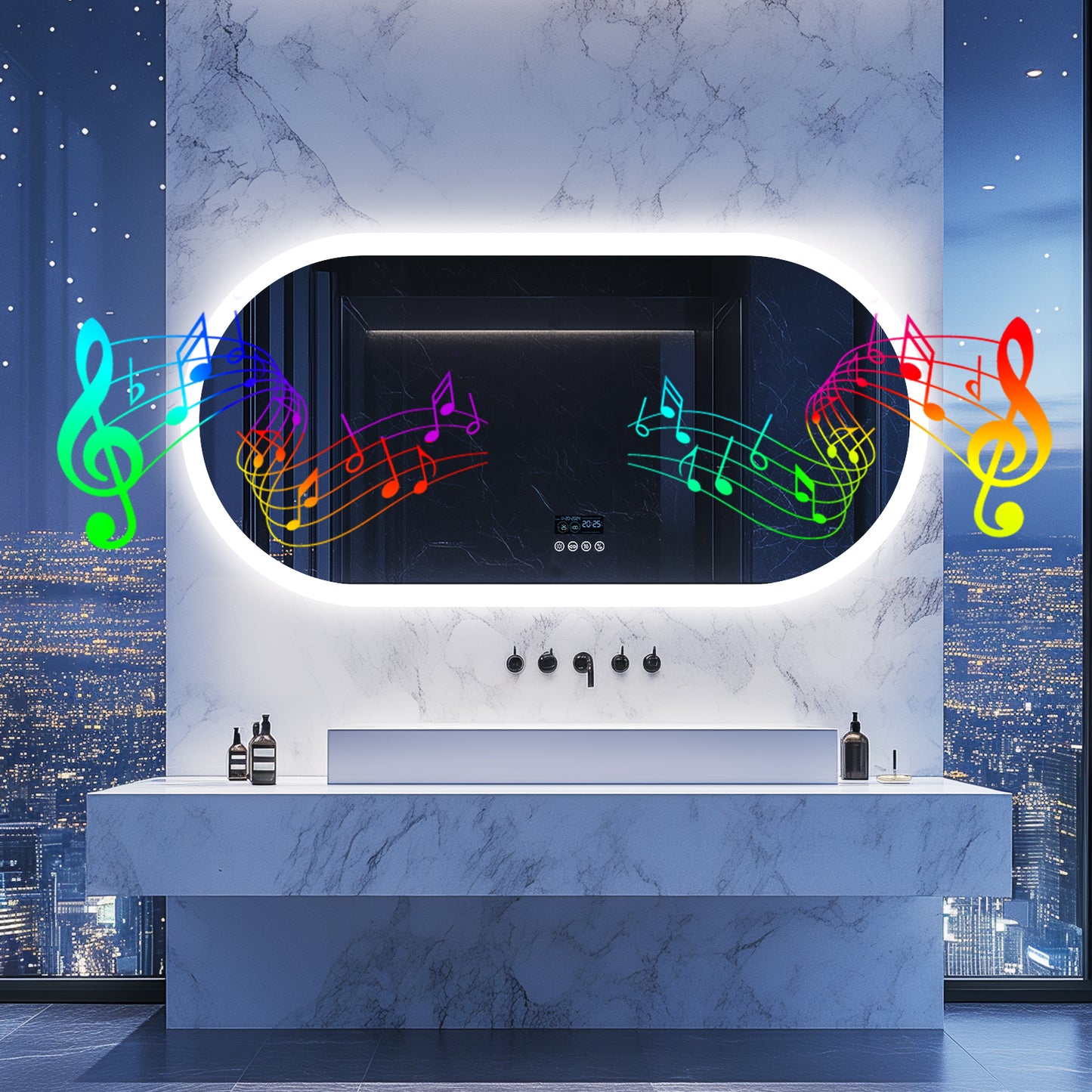 LUVODI Oval Bluetooth Bathroom Mirror 1200*600mm Bluetooth Speaker Bathroom Mirror