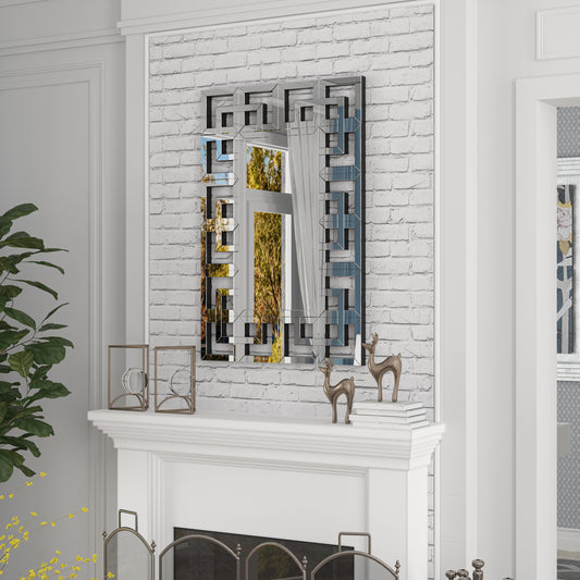 Silver Rectangular Venetian Mirror Wall Decor Mirror with Beveled Glass Edge