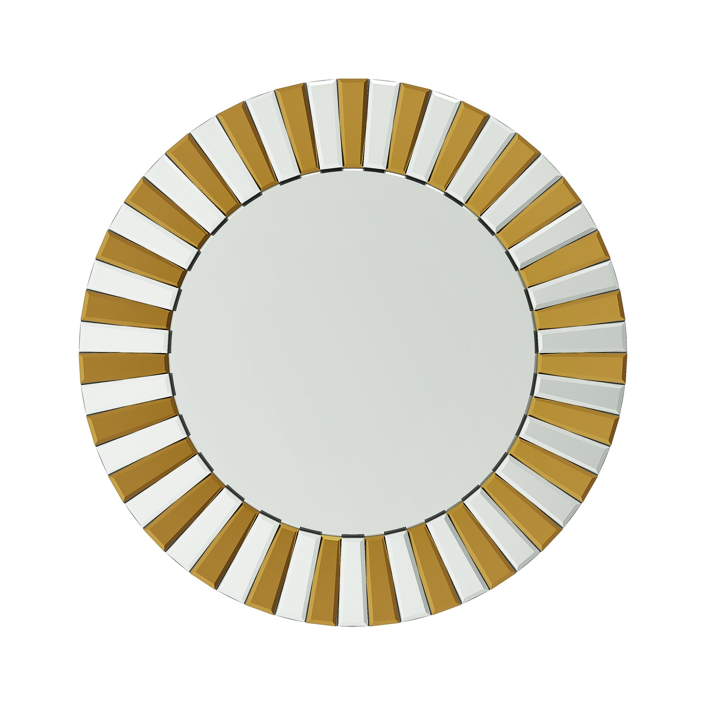 Contemporary Decorative Wall Mirror Round Starburst Mirror w/ Glass Beveled Edge for Living Room