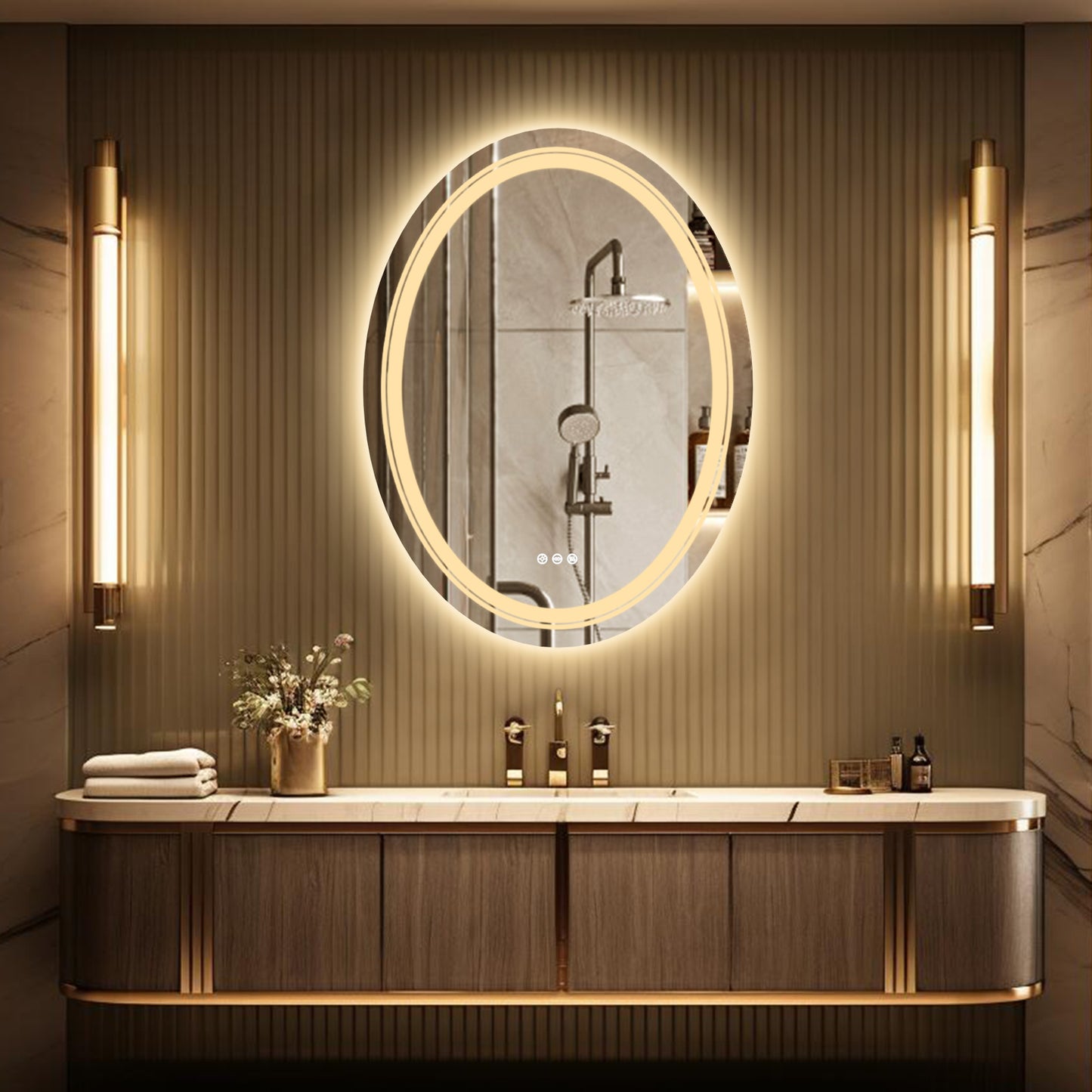 LUVODI Oval LED Bathroom Mirror Backlit + Front Lighted, Defogging
