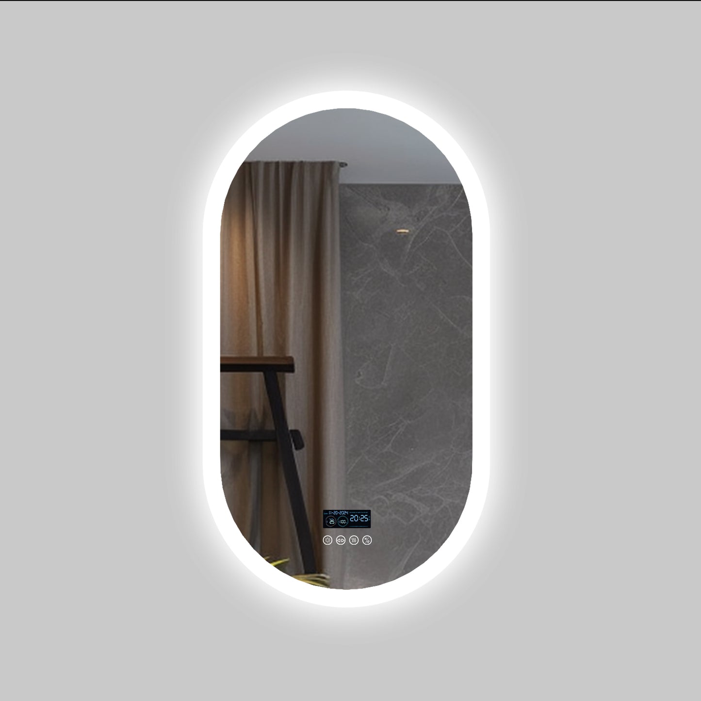 LUVODI Oval Bluetooth Bathroom Mirror 500*800mm Bluetooth Speaker Mirror Vertically Hanging