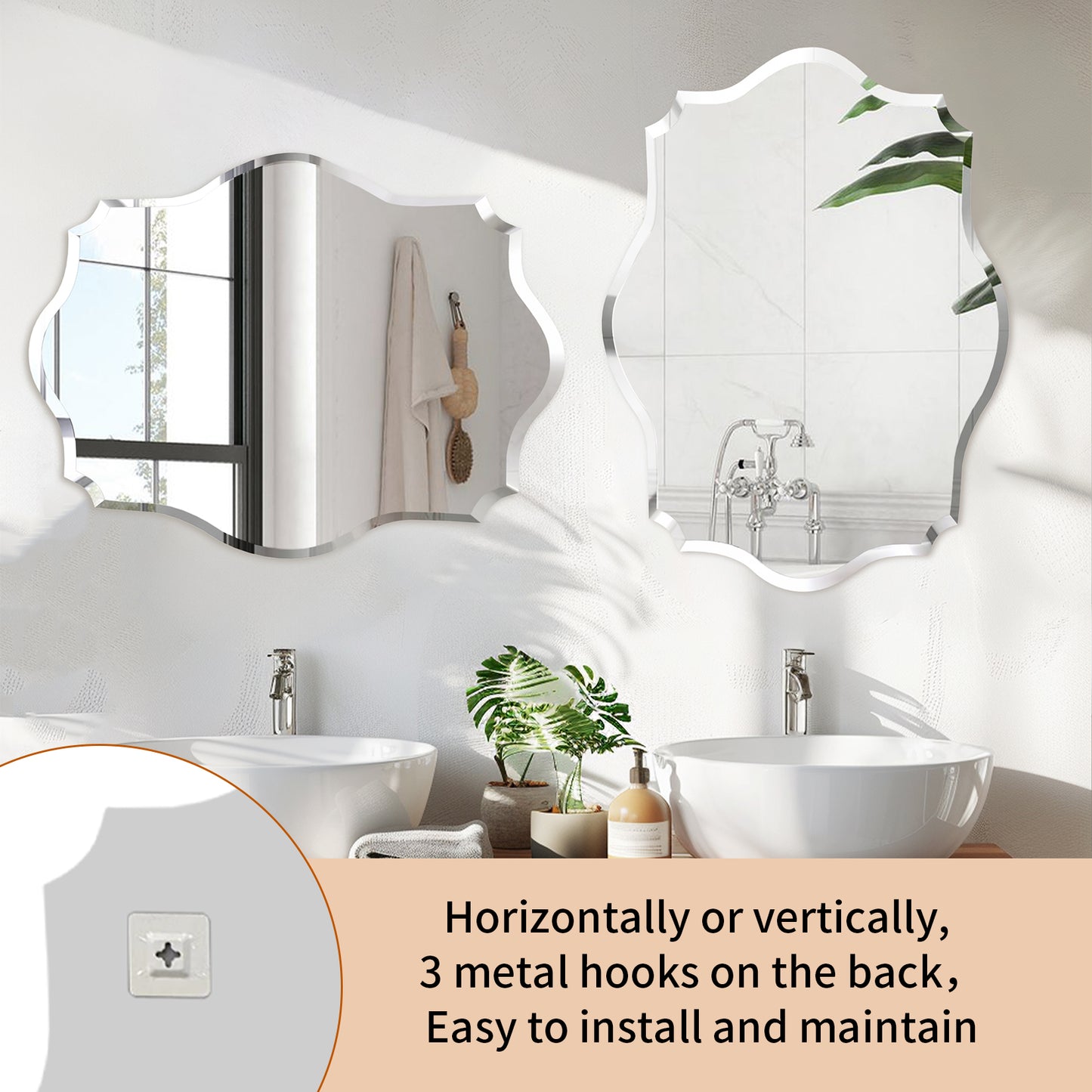 Frameless Irregular Wall Hanging Mirror Silver Glass Mirror Beveled Edge Mirror