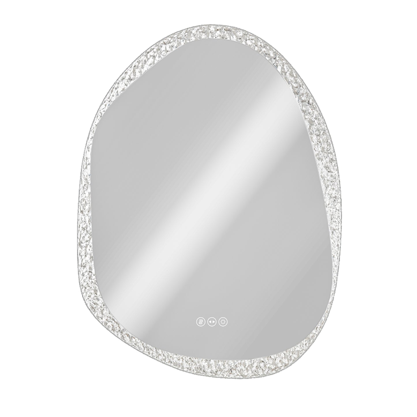 LUVODI Irregular Crystal Glass Wall Lighted Bathroom Mirror with Backlit Dimmable LED Vanity Mirror