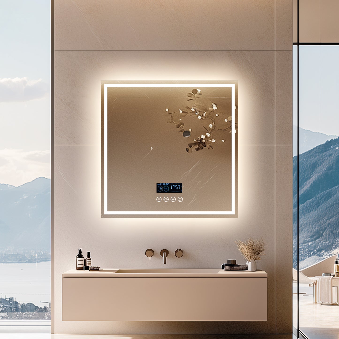 LUVODI Square LED Buetooth Bathroom Mirror Music Mirror