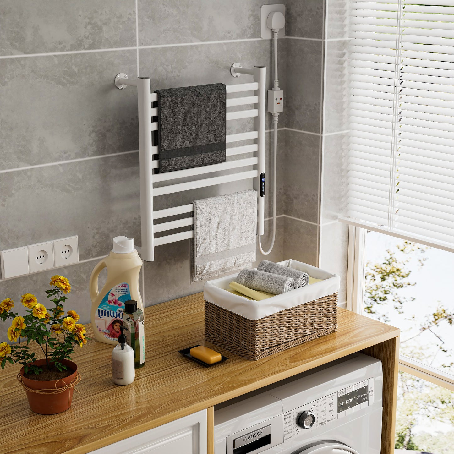 LUVODI Towel Warmer Rack: IP44 Aluminum Alloy Electric Towel Dryer Warmer for Bathroom