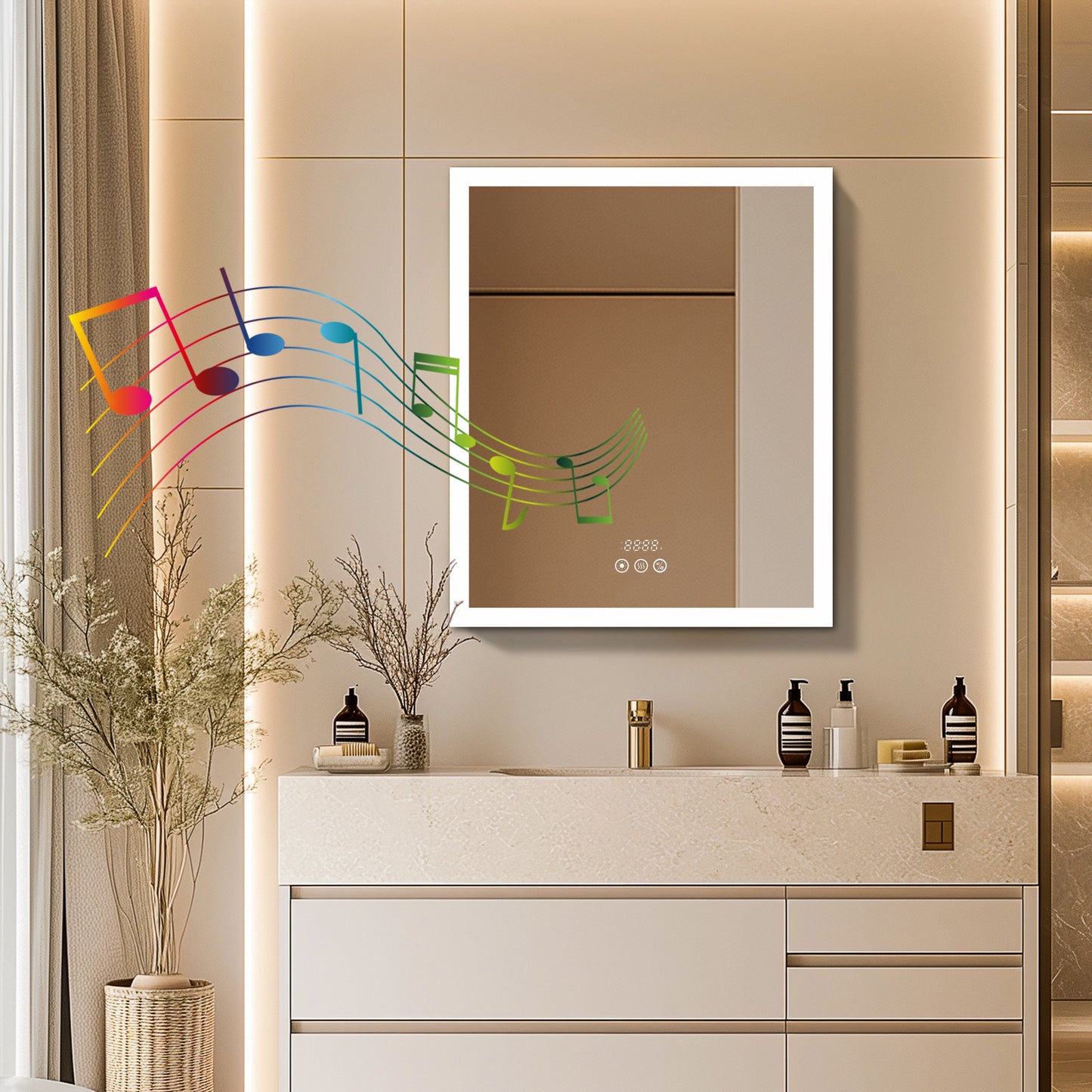 LUVODI LED Bluetooth Bathroom Mirror Cabinet, 500x600mm, 600x700mm, 3 colors, defogging