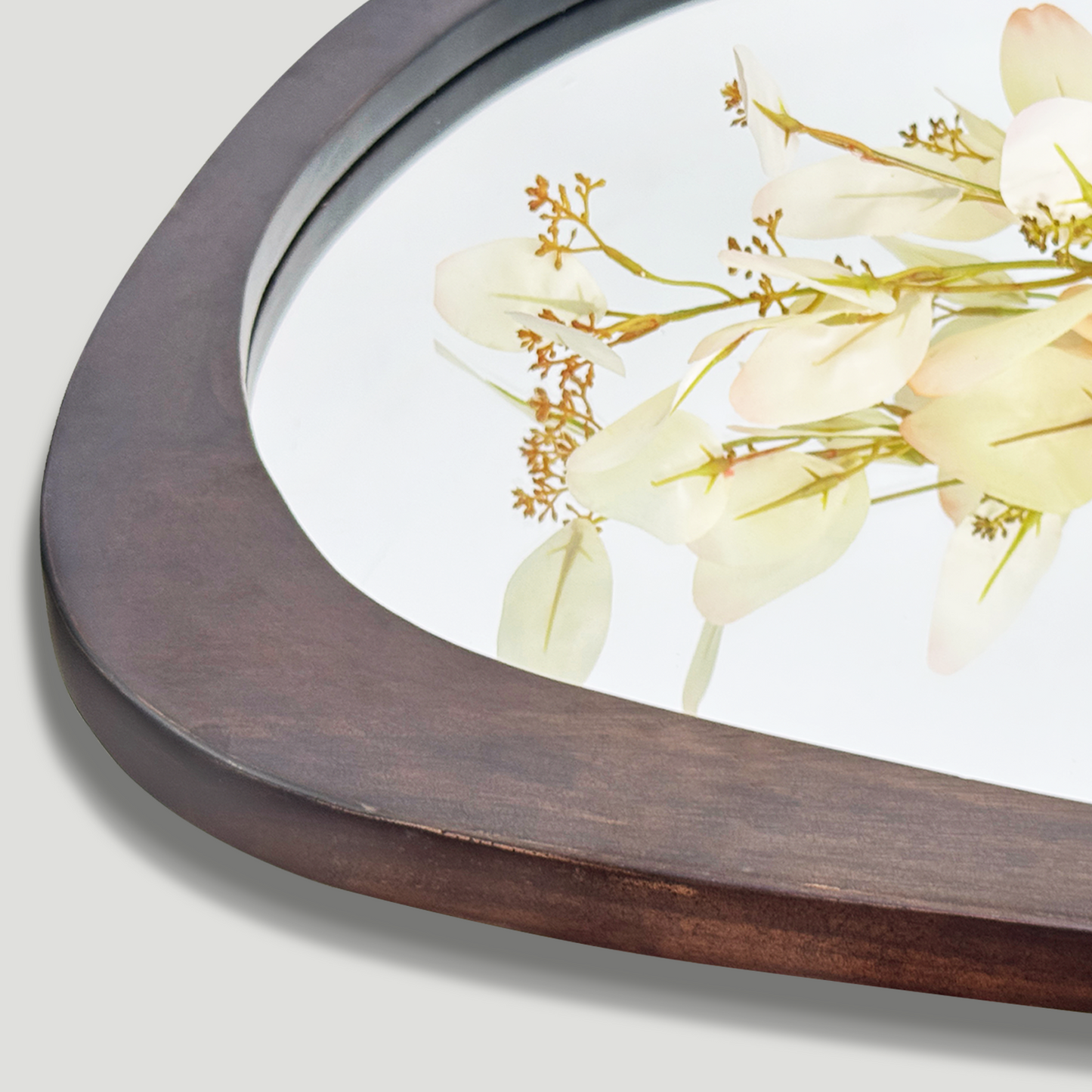 Modern Farmhouse Decorative Asymmetrical Wall Mirror Black Walnut Wood Framed