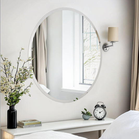 Frameless Round Circle Wall Glass Decor Mirror with Beveled Edge 23.6"/31.5" D