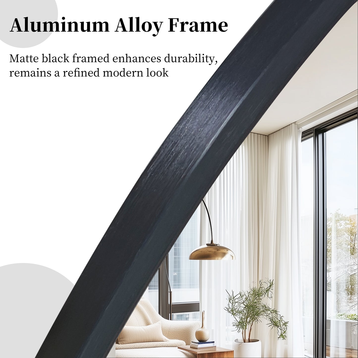 Oval Wall Mirror with Black Frame for Living Room, Bedroom