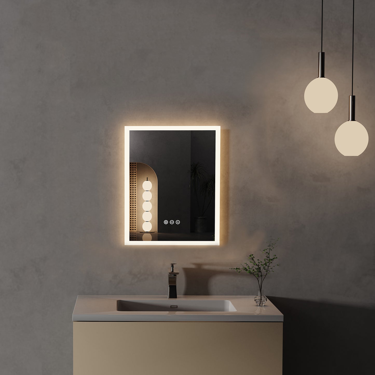 LUVODI 40x50cm Vertical Rectangular Bathroom Mirror with Anti-Fog 3 Lighting Modes Memory Function