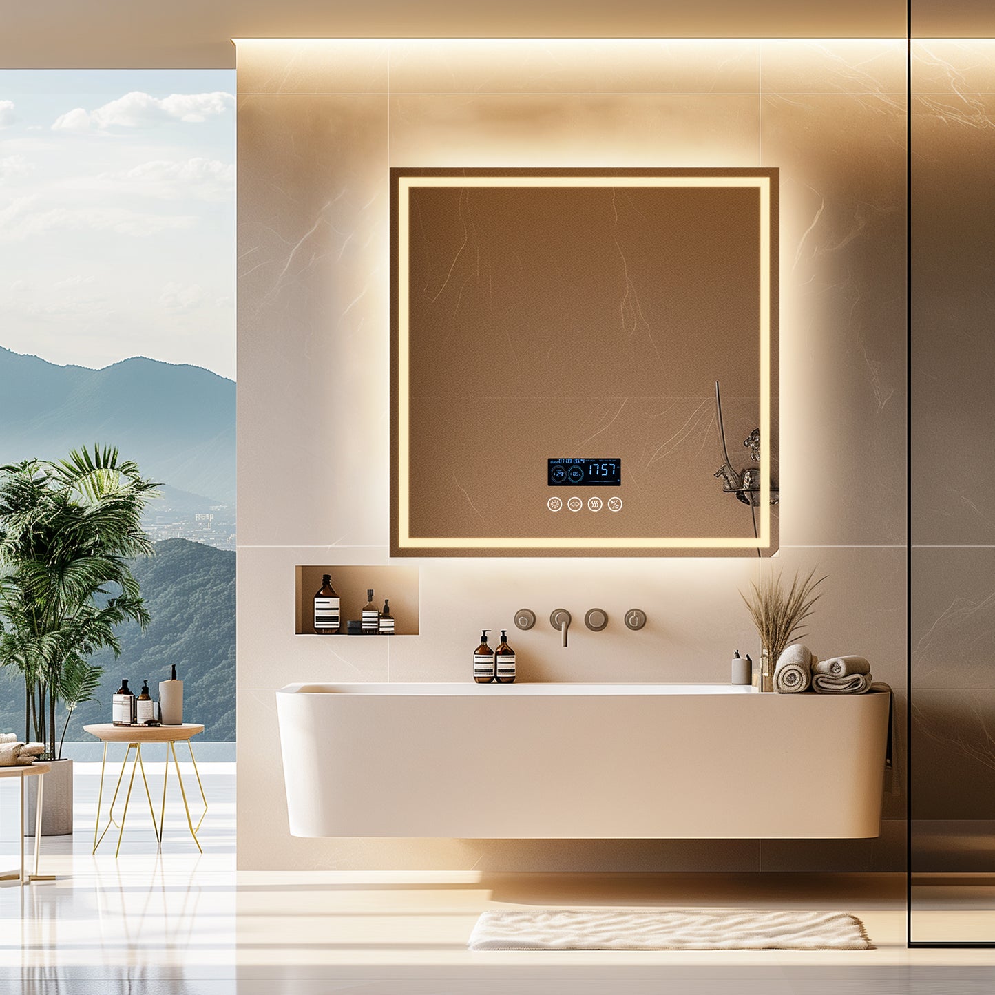 LUVODI Square LED Buetooth Bathroom Mirror Music Mirror