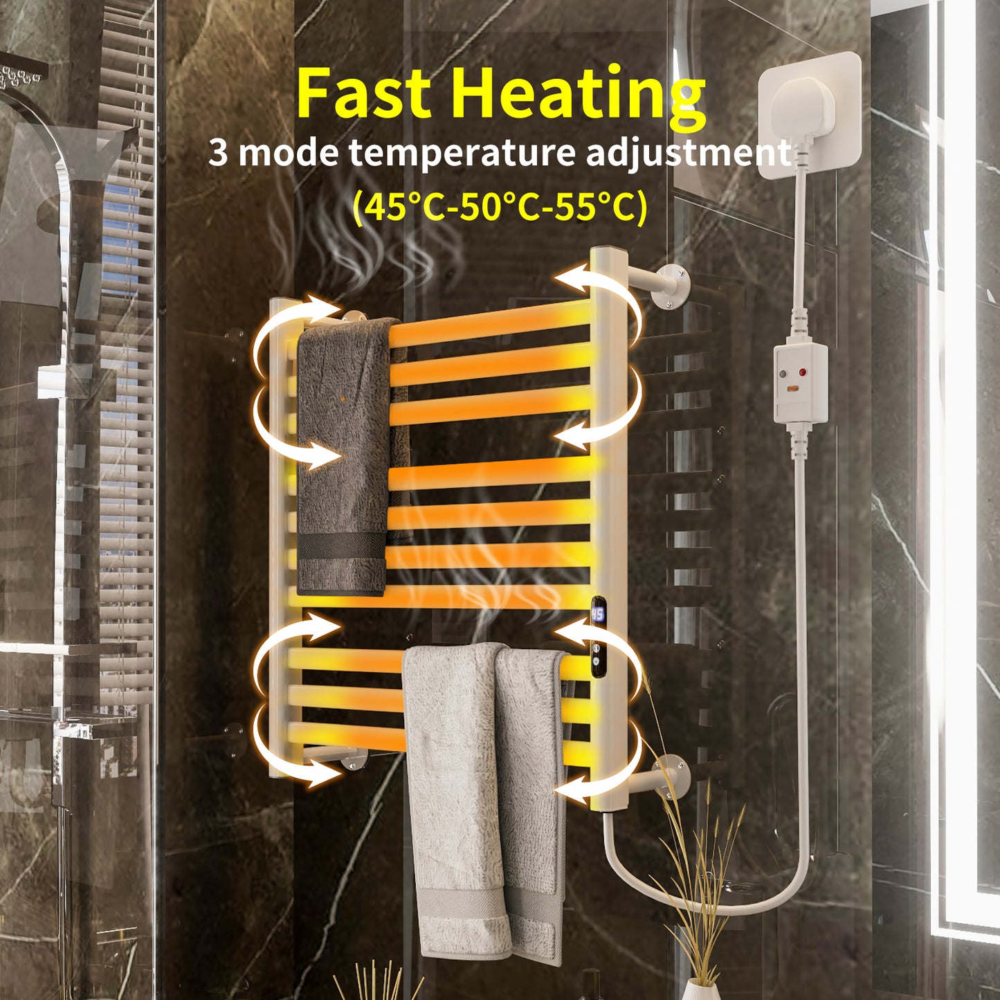 LUVODI Towel Warmer Rack: IP44 Aluminum Alloy Electric Towel Dryer Warmer for Bathroom