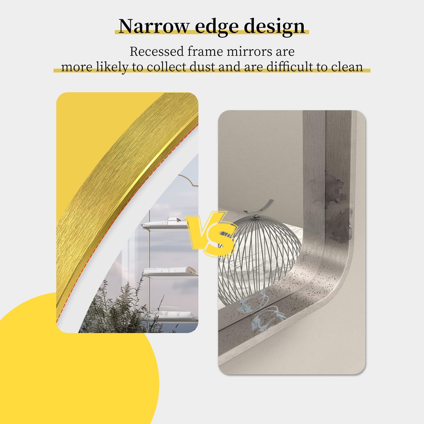 LUVODI Round LED Bathroom Mirror with Gold Aluminum Alloy Frame Sand to the Edge Mirror