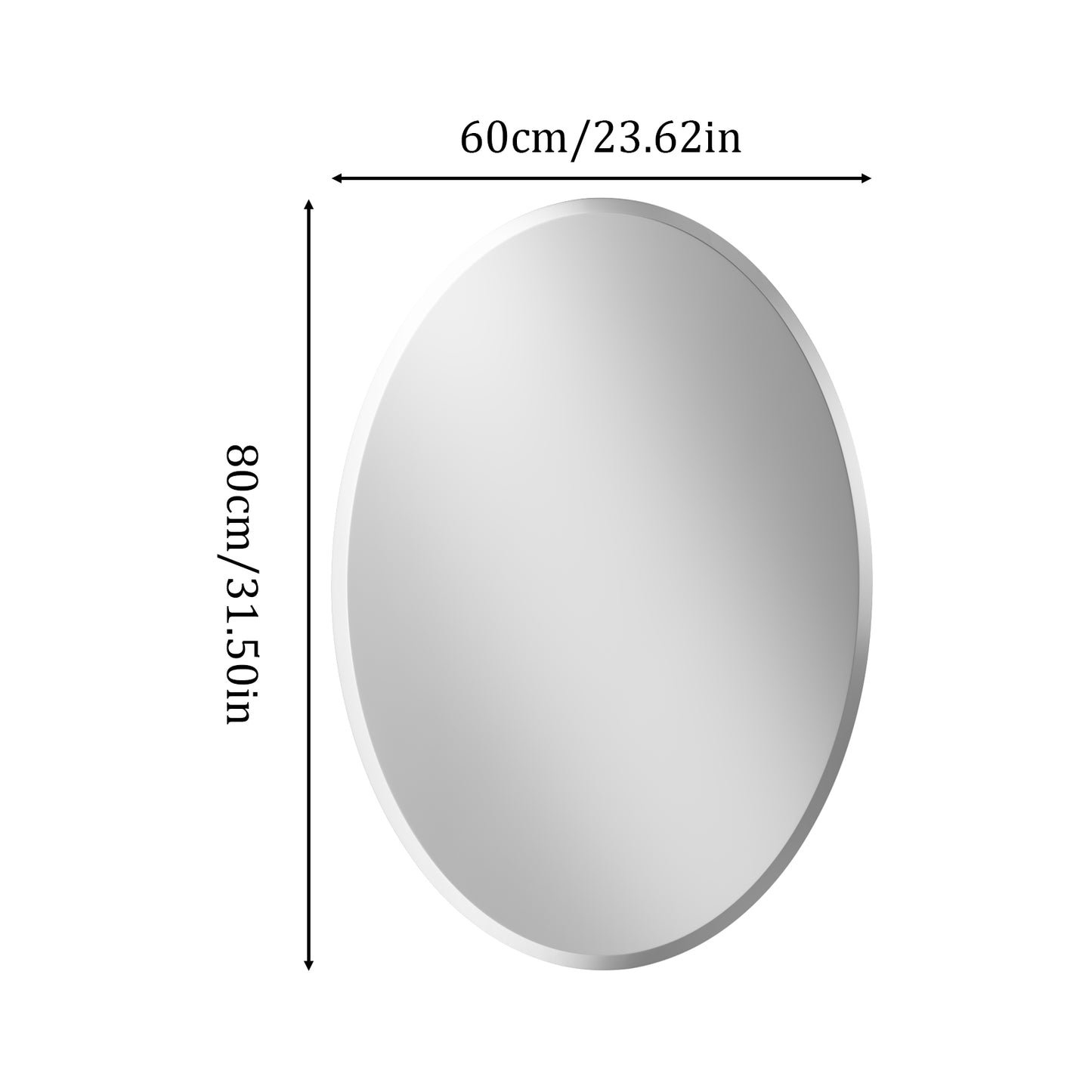 Frameless Beveled Edge Oval Wall Mirror