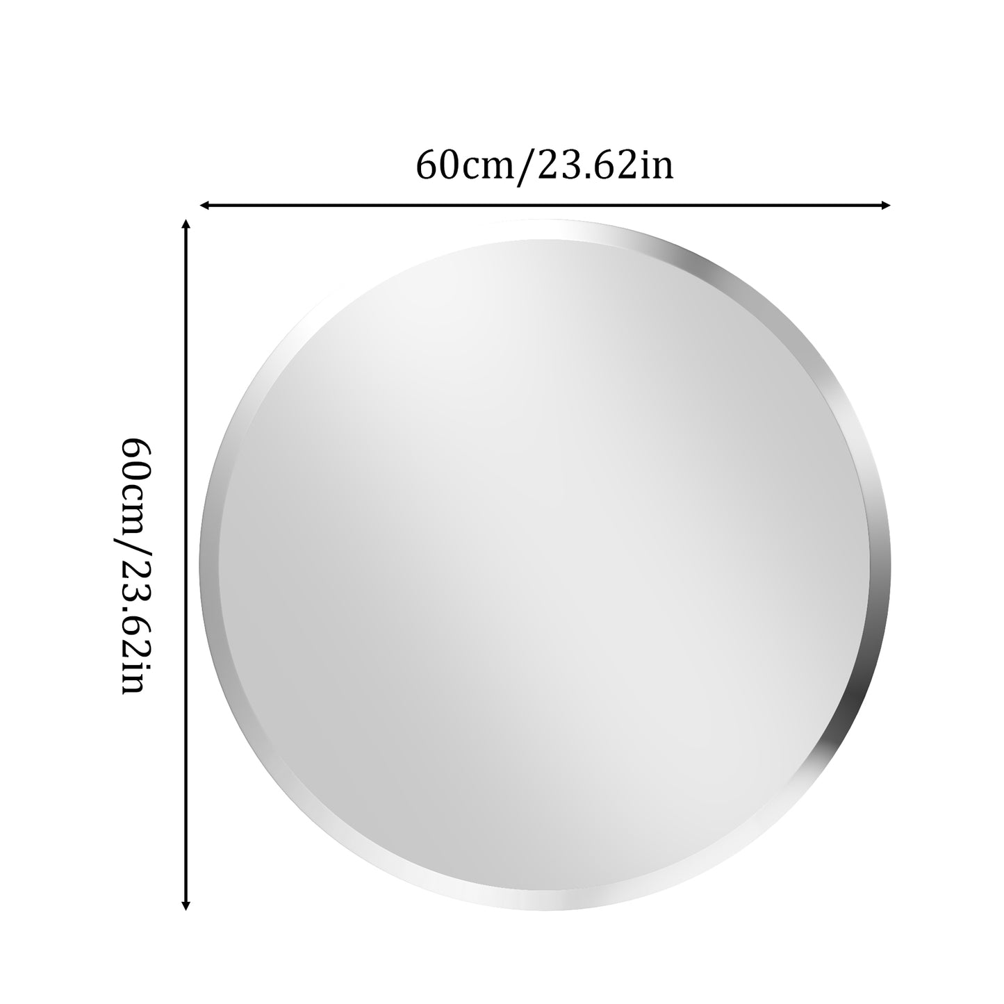 Frameless Round Circle Wall Glass Decor Mirror with Beveled Edge 23.6"/31.5" D