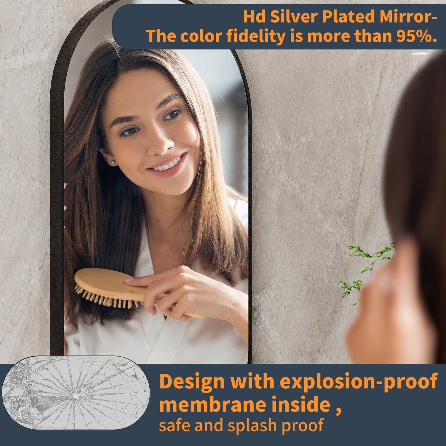 LUVODI 100x50cm Oval Wall-mounted Vanity Mirror Metal Frame Accent Mirror for Bathroom, Entryway