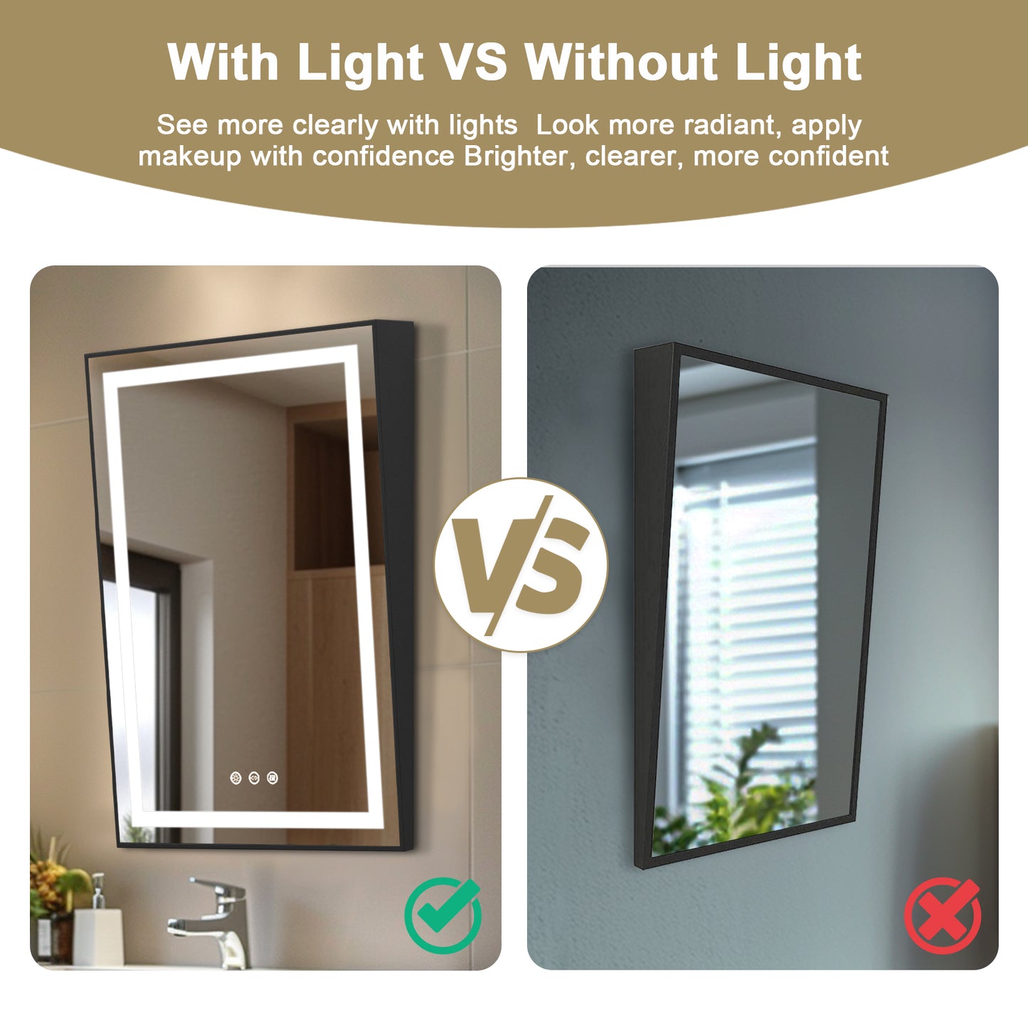 LUVODI ADA Lighted Bathroom Mirror Designed for Wheelchair Users
