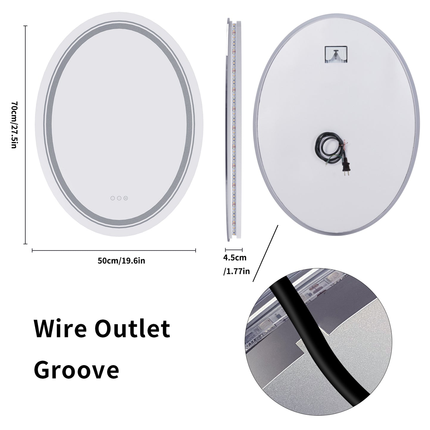 LUVODI Oval LED Bathroom Mirror Backlit + Front Lighted, Defogging