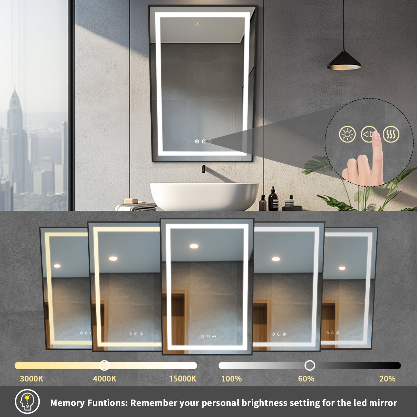 LUVODI ADA Lighted Bathroom Mirror Designed for Wheelchair Users