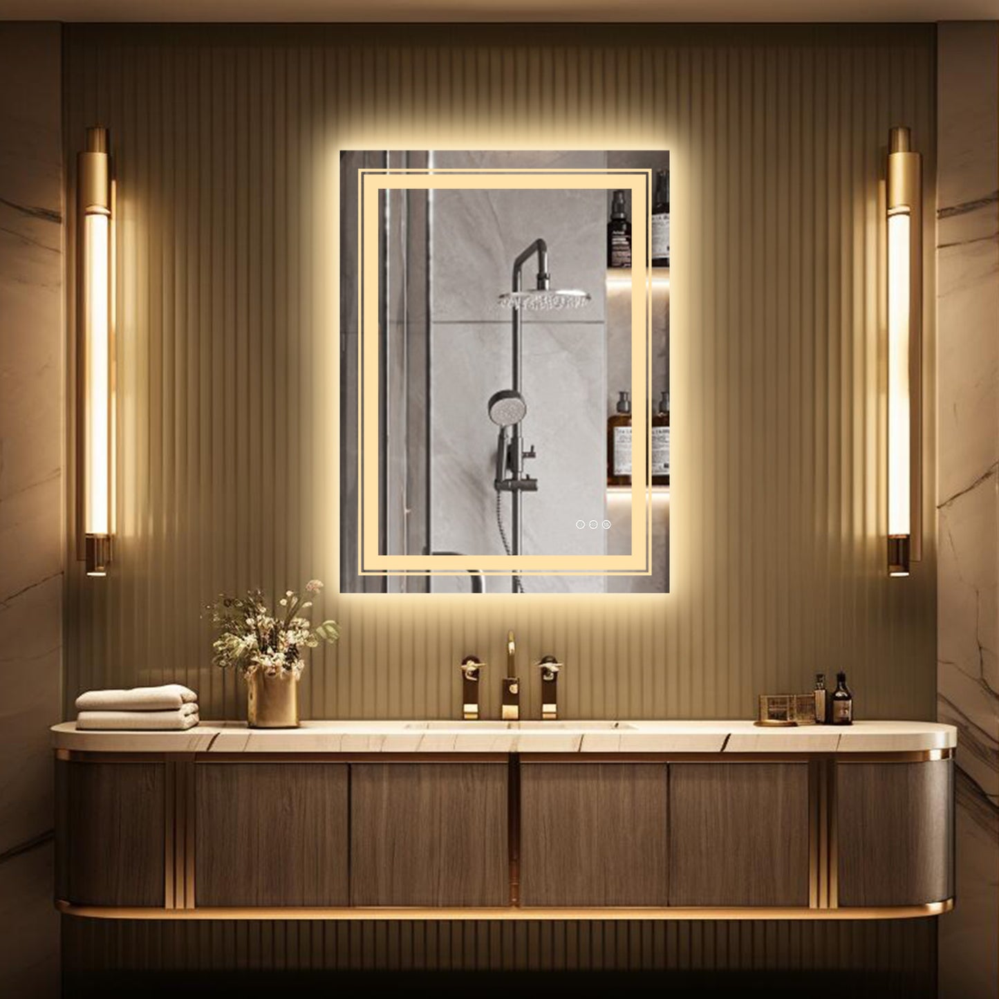 LUVODI Rectangular LED Bathroom Mirror Backlit + Front Lighted, Defogging