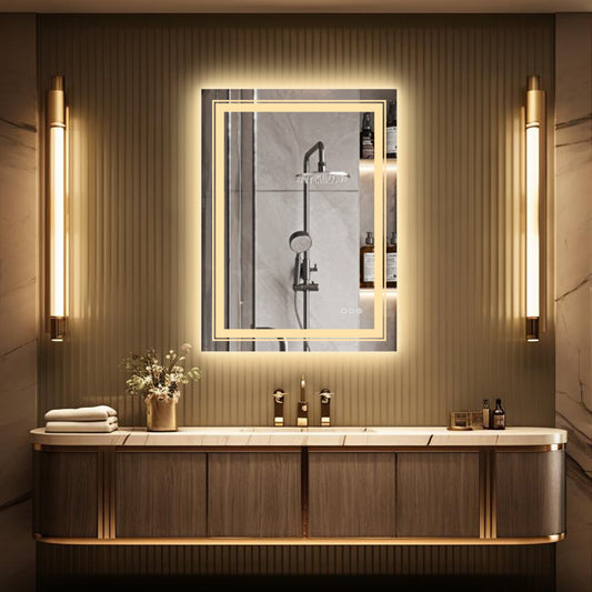 LUVODI Rectangular LED Bathroom Mirror Backlit + Front Lighted, Defogging