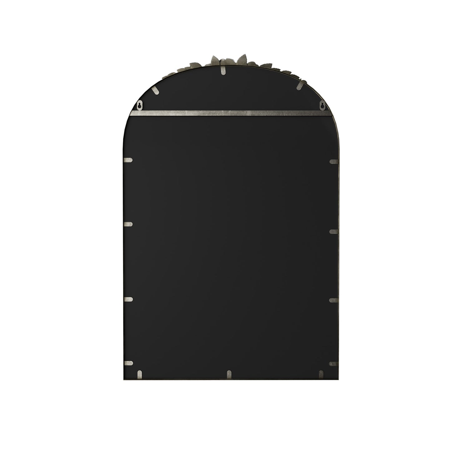 Vintage Arched Art Mirror with Flower Relief Frame for Living Room, Fireplace, 23.8”x36”