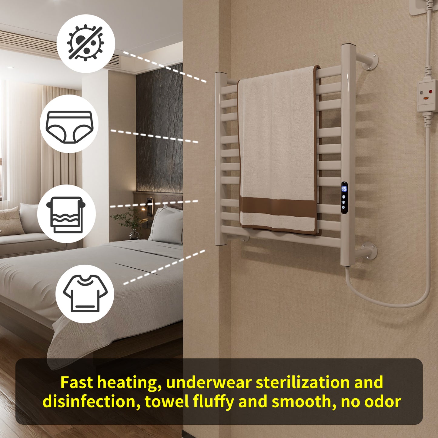 LUVODI Towel Warmer Rack: IP44 Aluminum Alloy Electric Towel Dryer Warmer for Bathroom