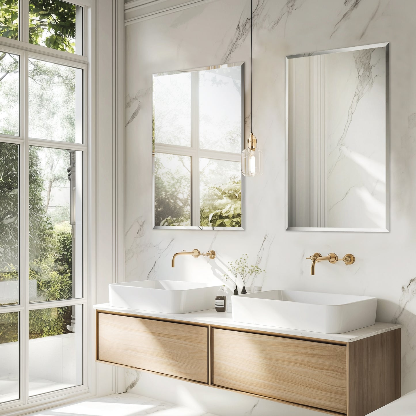 Frameless Rectangular Mirror with Beleved Edge