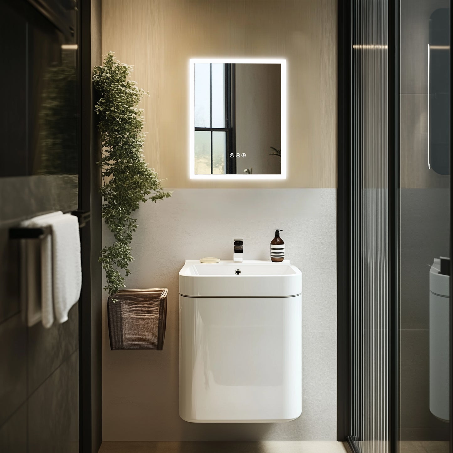 LUVODI 40x50cm Vertical Rectangular Bathroom Mirror with Anti-Fog 3 Lighting Modes Memory Function