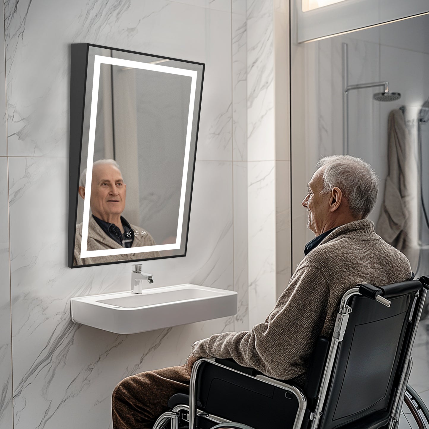 LUVODI ADA Lighted Bathroom Mirror Designed for Wheelchair Users