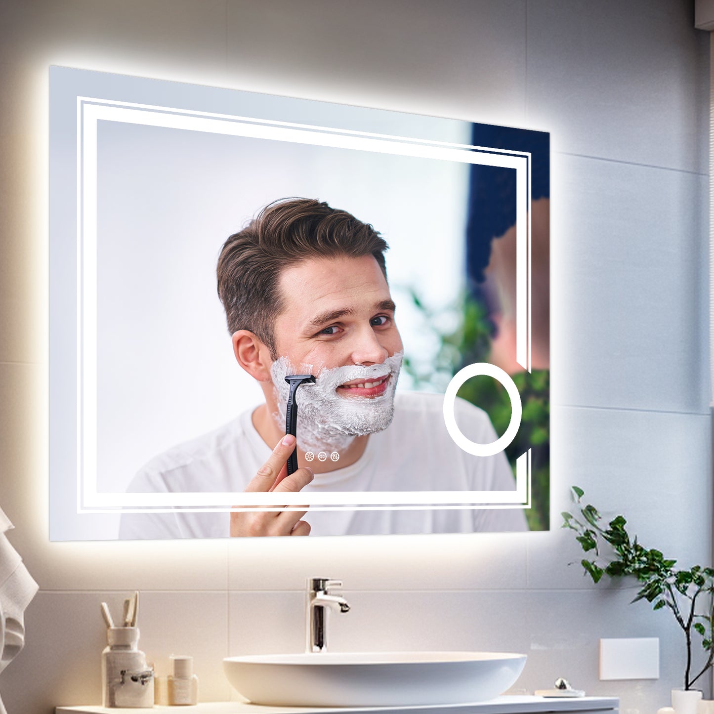 LUVODI LED Bathroom Mirror 3X Magnifier Dimmable Front Light + Backlit Defogging , Memory Function