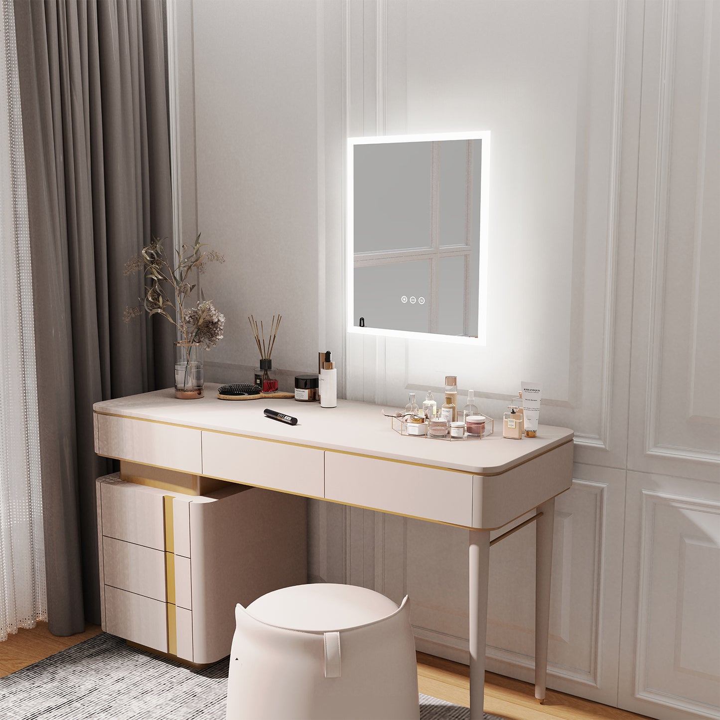 LUVODI 40x50cm Vertical Rectangular Bathroom Mirror with Anti-Fog 3 Lighting Modes Memory Function